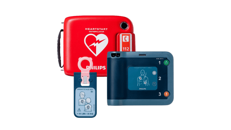 Philips HeartStart FRx AED mit Bildschirm und Tasche